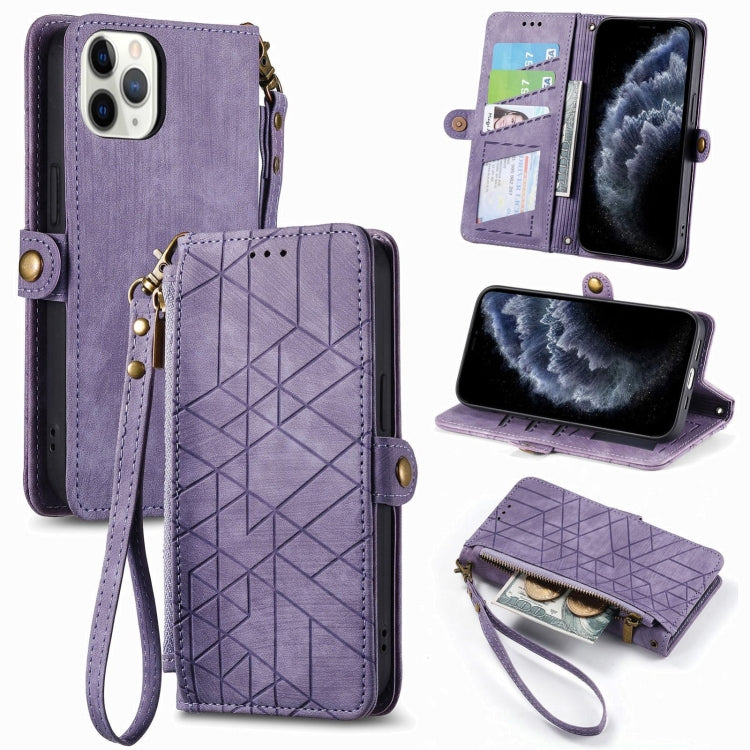 Geometric Zipper Wallet Side Buckle Leather Phone Case, For iPhone 11 Pro Max, For iPhone 11, For iPhone 11 Pro, For iPhone X / XS, For iPhone XR