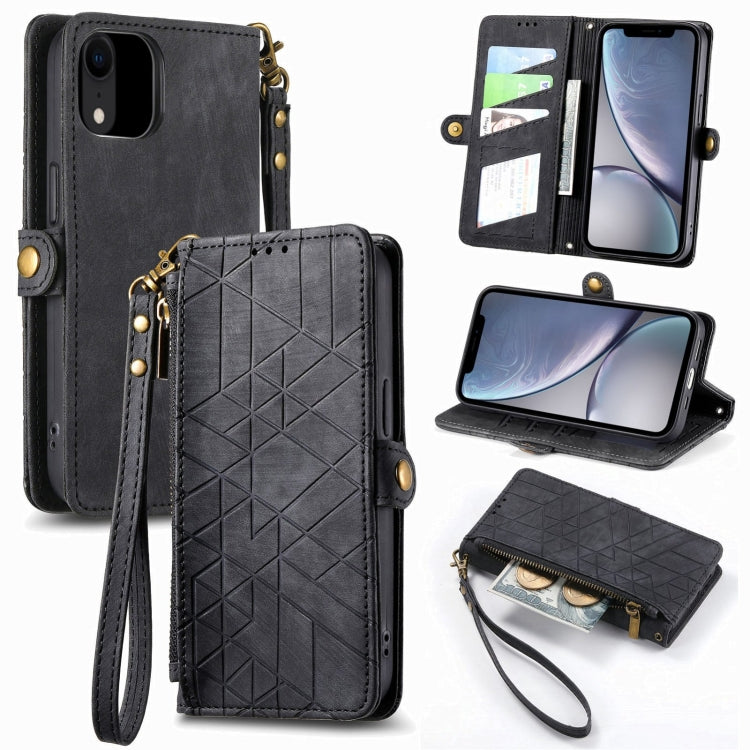 Geometric Zipper Wallet Side Buckle Leather Phone Case, For iPhone 11 Pro Max, For iPhone 11, For iPhone 11 Pro, For iPhone X / XS, For iPhone XR