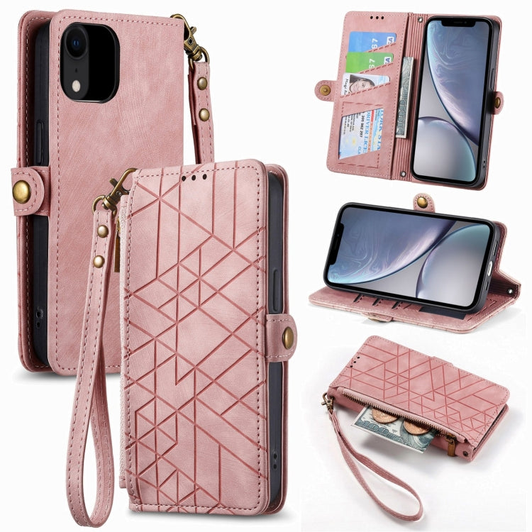 Geometric Zipper Wallet Side Buckle Leather Phone Case, For iPhone 11 Pro Max, For iPhone 11, For iPhone 11 Pro, For iPhone X / XS, For iPhone XR