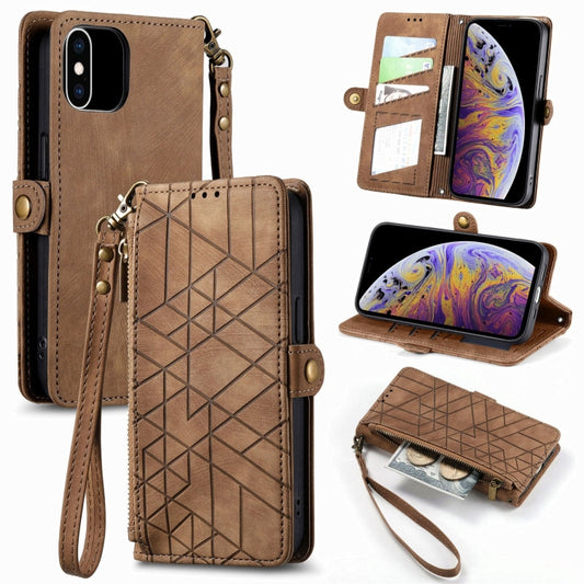 Geometric Zipper Wallet Side Buckle Leather Phone Case, For iPhone XS Max, For iPhone 7 Plus / 8 Plus, For iPhone 6 Plus / 6s Plus, For iPhone 6 / 6s