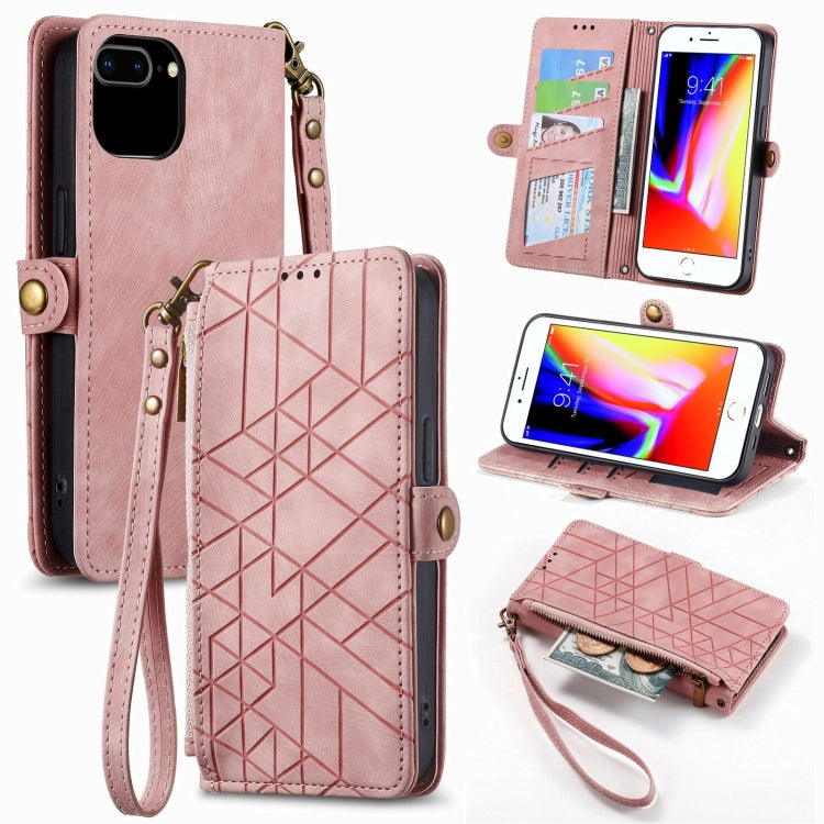 Geometric Zipper Wallet Side Buckle Leather Phone Case, For iPhone XS Max, For iPhone 7 Plus / 8 Plus, For iPhone 6 Plus / 6s Plus, For iPhone 6 / 6s