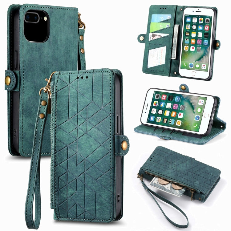 Geometric Zipper Wallet Side Buckle Leather Phone Case, For iPhone XS Max, For iPhone 7 Plus / 8 Plus, For iPhone 6 Plus / 6s Plus, For iPhone 6 / 6s