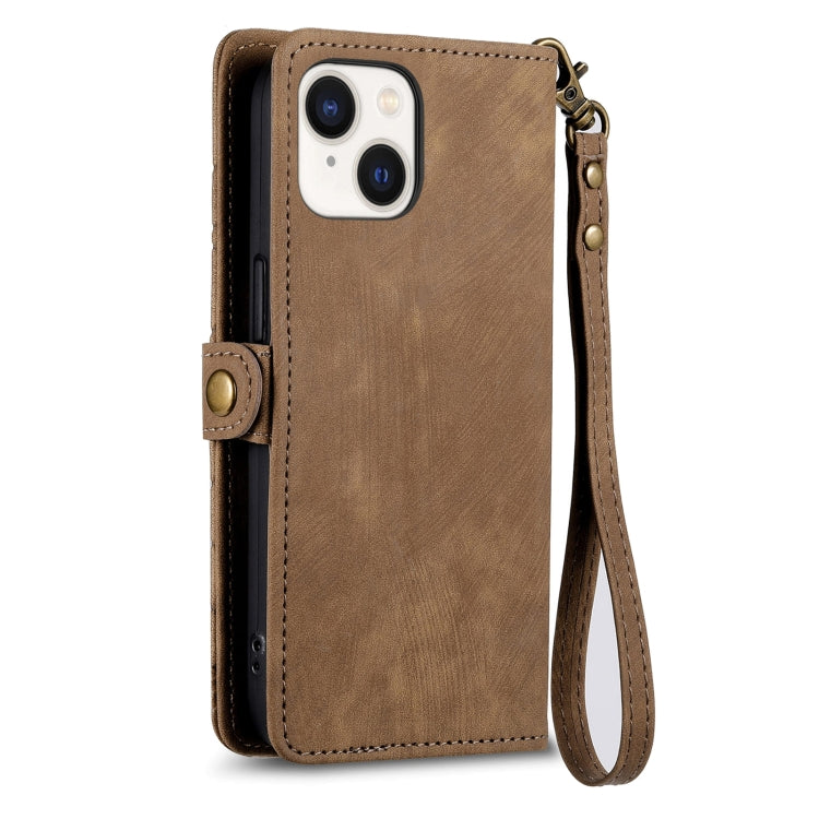 Geometric Zipper Wallet Side Buckle Leather Phone Case, For iPhone 15 Pro, For iPhone 15 Plus, For iPhone 15, For iPhone 14 Plus, For iPhone 14