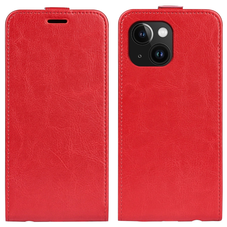 R64 Texture Single Vertical Flip Leather Phone Case, For iPhone 15