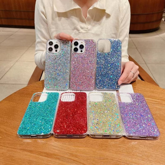 Glitter Sequins Epoxy TPU Phone Case, For iPhone 16, For iPhone 15 Pro Max, For iPhone 15 Pro, For iPhone 15 Plus