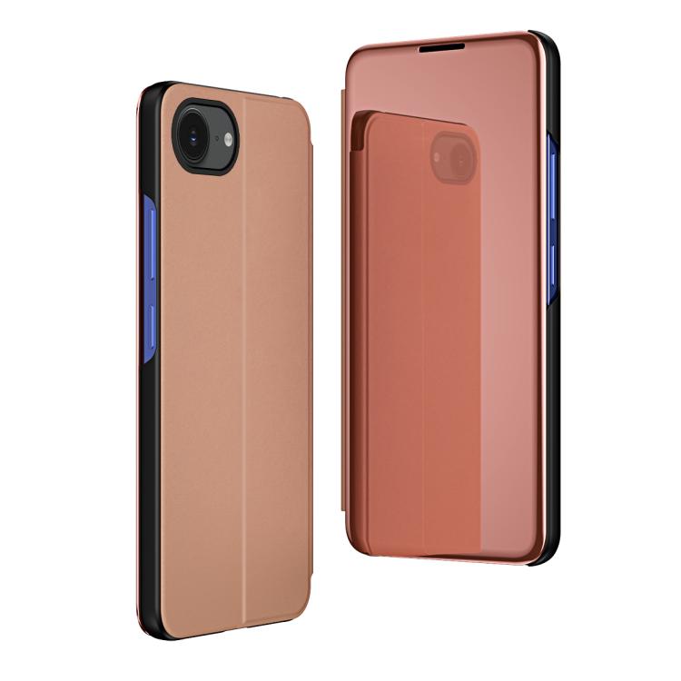 Plated Mirror Horizontal Flip Leather Phone Case with Holder, For iPhone 16e, For iPhone 16 Pro Max, For iPhone 16 Pro, For iPhone 16 Plus