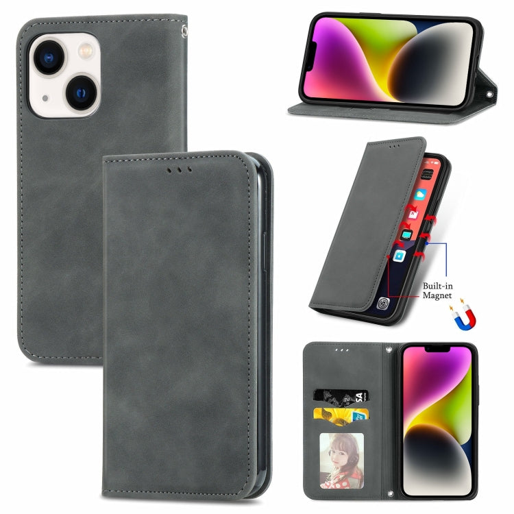 Retro Skin Feel Magnetic Flip Leather Phone Case, For iPhone 15 Pro Max, For iPhone 15 Pro, For  iPhone 15 Plus, For iPhone 15, For  iPhone 14 Plus