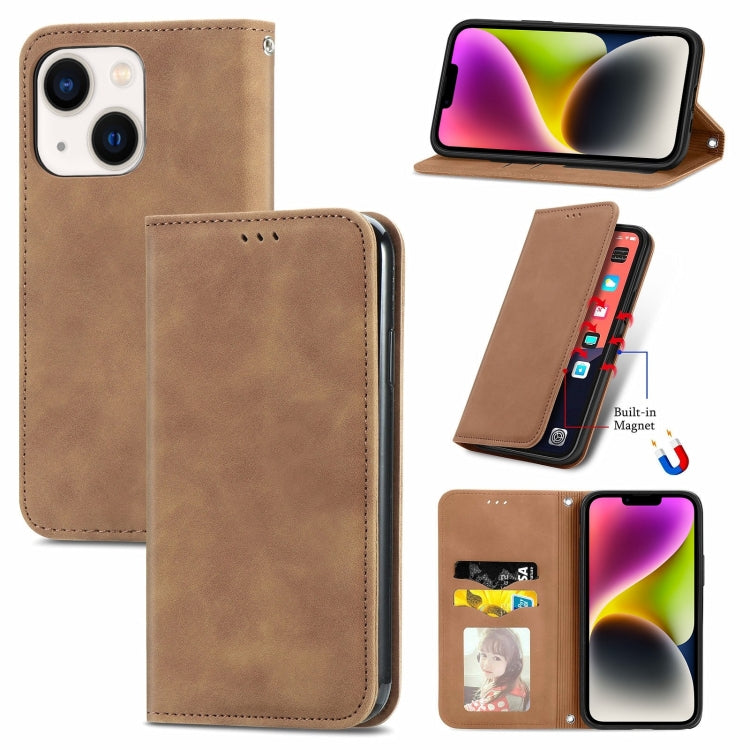 Retro Skin Feel Magnetic Flip Leather Phone Case, For iPhone 14, For iPhone 14 Pro, For iPhone 14 Pro Max