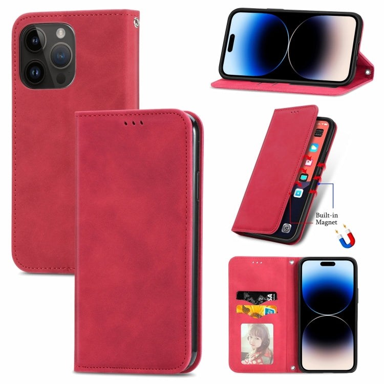 Retro Skin Feel Magnetic Flip Leather Phone Case, For iPhone 14, For iPhone 14 Pro, For iPhone 14 Pro Max