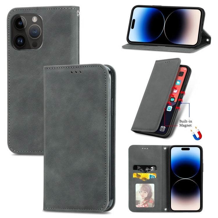 Retro Skin Feel Magnetic Flip Leather Phone Case, For iPhone 14, For iPhone 14 Pro, For iPhone 14 Pro Max