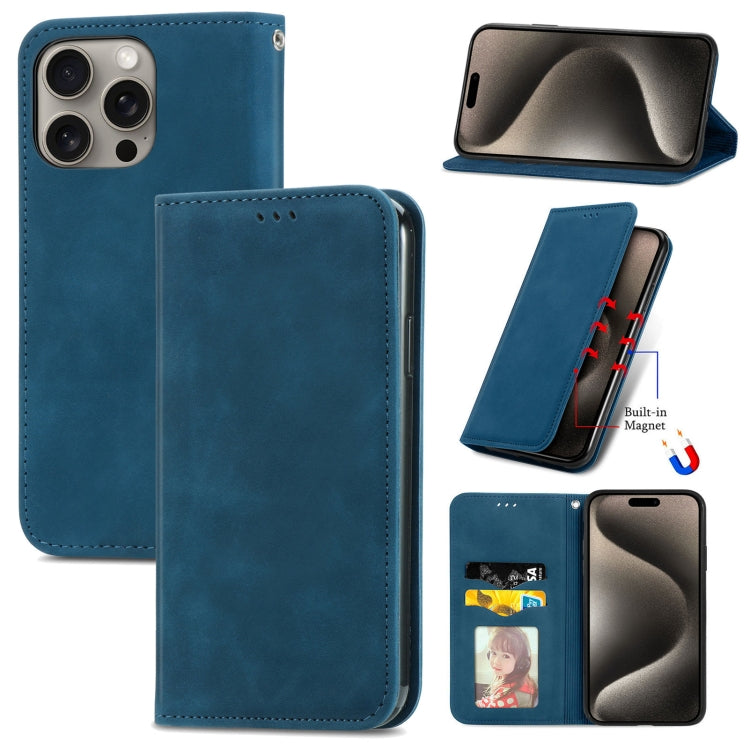 Retro Skin Feel Magnetic Flip Leather Phone Case, For iPhone 16 Pro Max, For iPhone 16 Pro, For iPhone 16 Plus, For iPhone 16, iPhone 16e