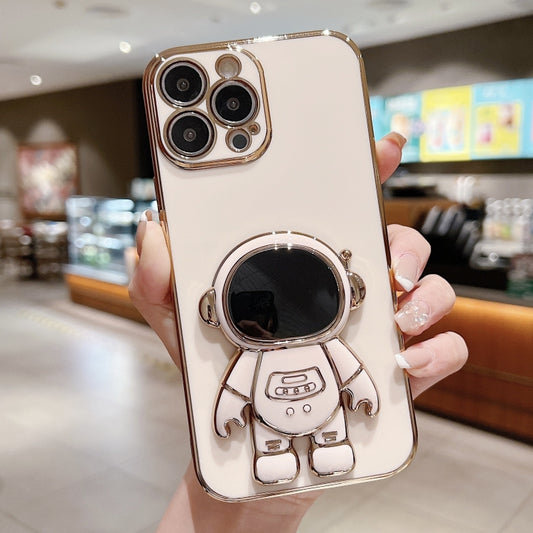 Electroplating Astronaut Holder Phone Case, For iPhone 15 Pro, For iPhone 15 Plus, For iPhone 15