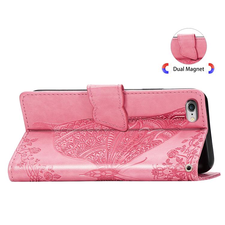 Butterfly Love Flower Embossed Leather Phone Case, iPhone 16e