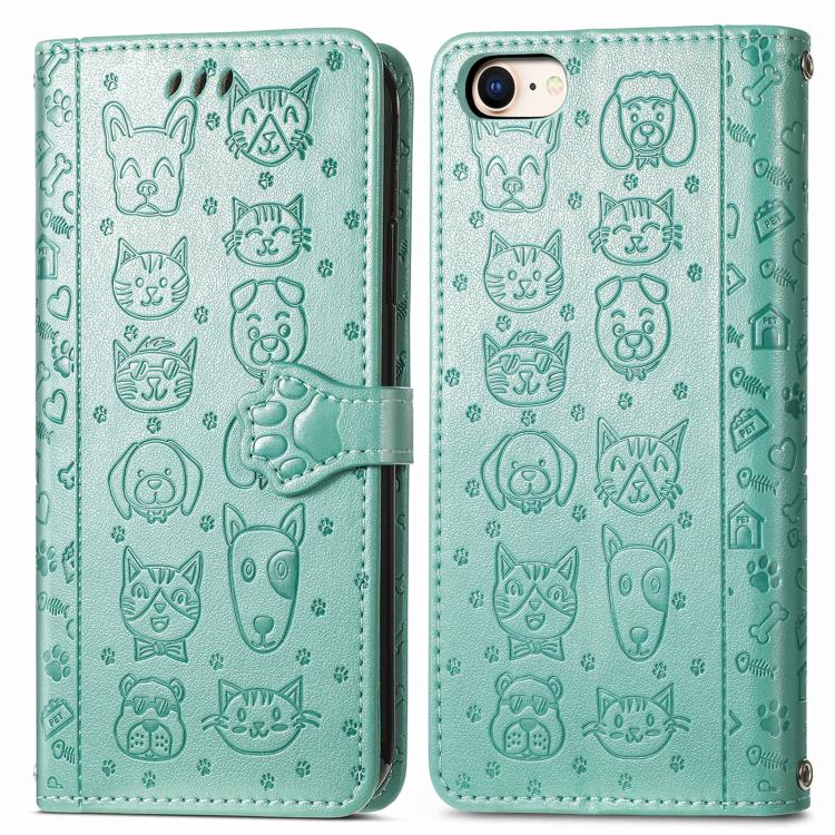 Cat and Dog Embossed Leather Phone Case, iPhone 16e, For iPhone 15 Pro Max, For iPhone 15 Pro, For iPhone 15 Plus