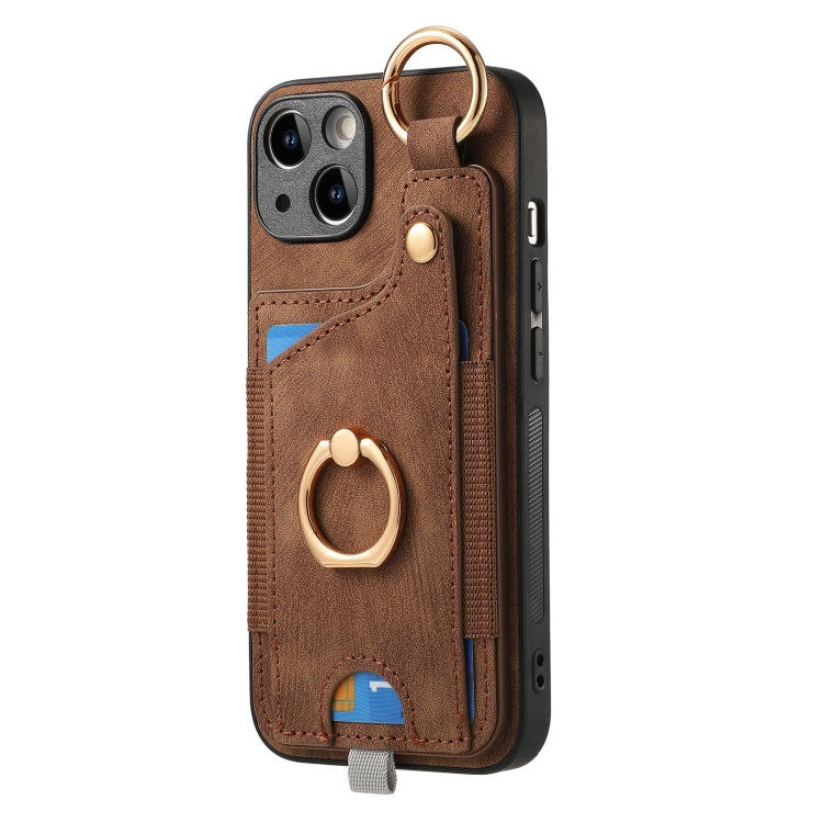 Retro Skin-feel Ring Card Bag Phone Case with Hang Loop, For iPhone XS Max, For iPhone 7 Plus / 8 Plus, For iPhone 6 Plus / 6s Plus, For iPhone 6 / 6s