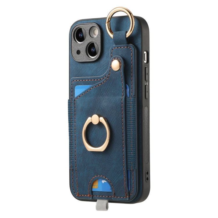 Retro Skin-feel Ring Card Bag Phone Case with Hang Loop, For iPhone 11 Pro Max, For iPhone 11, For iPhone 11 Pro, For iPhone X / XS, For iPhone XR