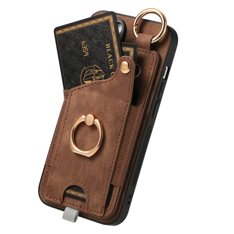 Retro Skin-feel Ring Card Bag Phone Case with Hang Loop, For iPhone XS Max, For iPhone 7 Plus / 8 Plus, For iPhone 6 Plus / 6s Plus, For iPhone 6 / 6s