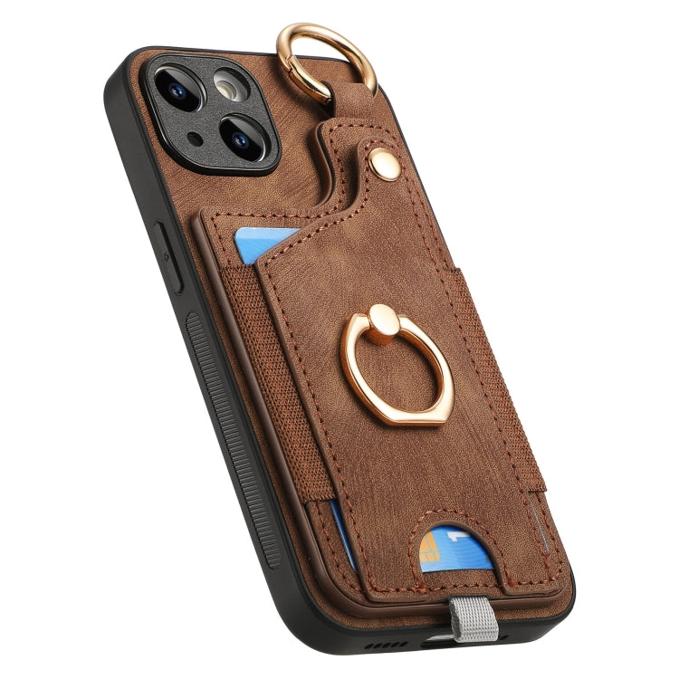 Retro Skin-feel Ring Card Bag Phone Case with Hang Loop, For iPhone XS Max, For iPhone 7 Plus / 8 Plus, For iPhone 6 Plus / 6s Plus, For iPhone 6 / 6s