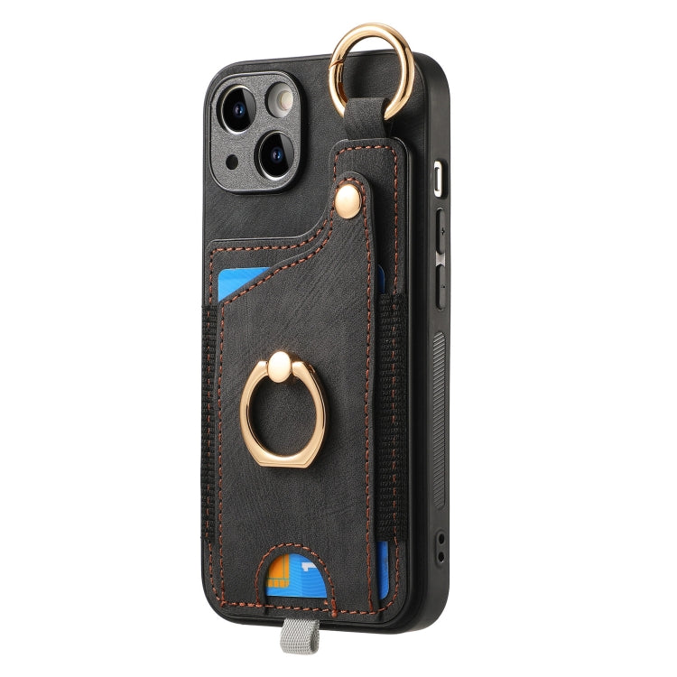 Retro Skin-feel Ring Card Bag Phone Case with Hang Loop, For iPhone 11 Pro Max, For iPhone 11, For iPhone 11 Pro, For iPhone X / XS, For iPhone XR