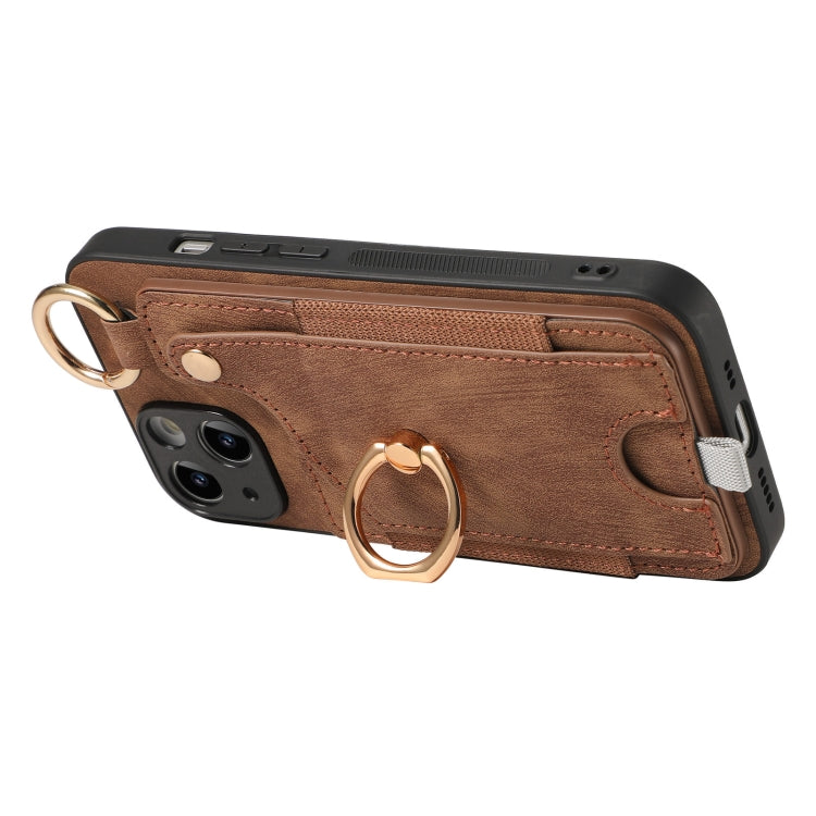 Retro Skin-feel Ring Card Bag Phone Case with Hang Loop, For iPhone 14, For iPhone 14 Pro, For iPhone 14 Pro Max, For iPhone 7 / 8 / SE 2022, For iPhone 13 Pro Max