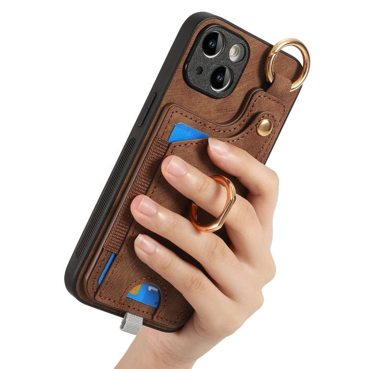 Retro Skin-feel Ring Card Bag Phone Case with Hang Loop, For iPhone 14, For iPhone 14 Pro, For iPhone 14 Pro Max, For iPhone 7 / 8 / SE 2022, For iPhone 13 Pro Max