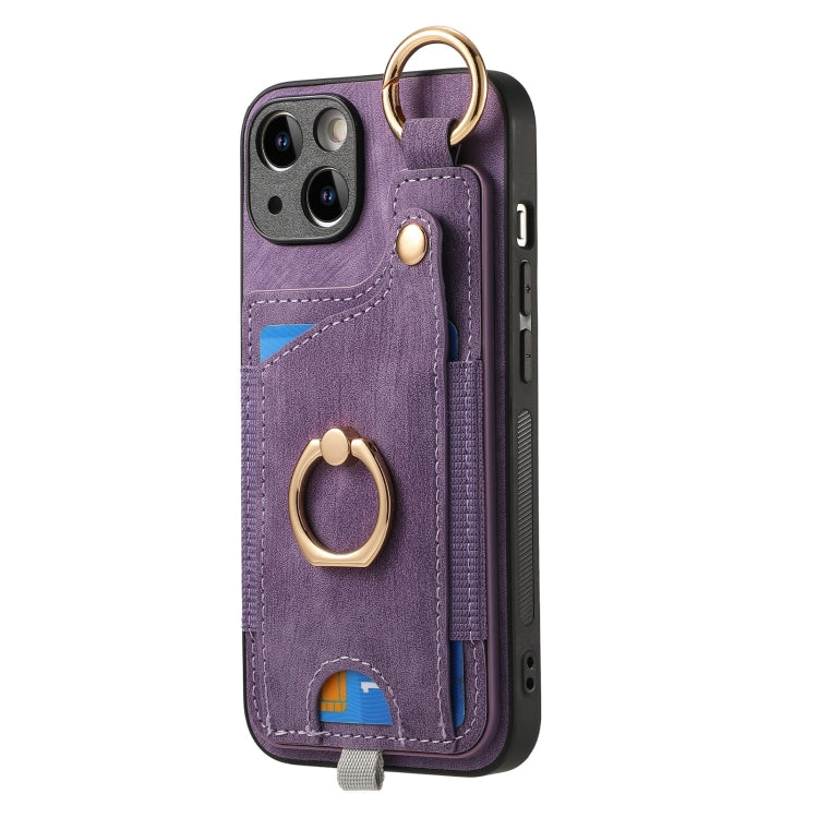 Retro Skin-feel Ring Card Bag Phone Case with Hang Loop, For iPhone 14, For iPhone 14 Pro, For iPhone 14 Pro Max, For iPhone 7 / 8 / SE 2022, For iPhone 13 Pro Max