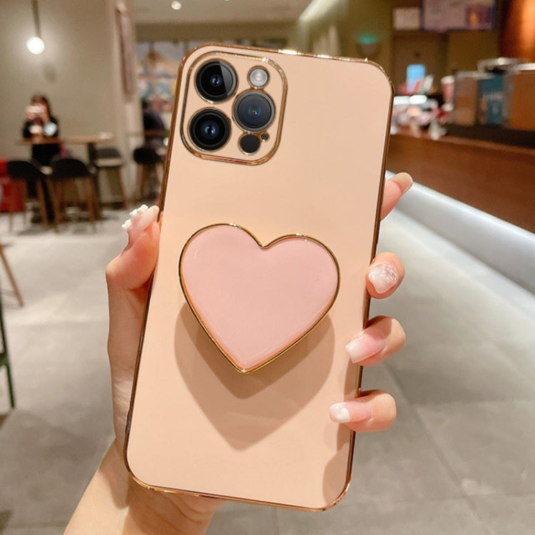 Electroplating Love Heart Holder TPU Phone Case, For iPhone 16 Pro Max, For iPhone 16 Pro, For iPhone 16 Plus, For iPhone 16, For iPhone 15 Pro Max