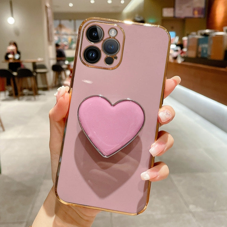 Electroplating Love Heart Holder TPU Phone Case, For iPhone 16 Pro Max, For iPhone 16 Pro, For iPhone 16 Plus, For iPhone 16, For iPhone 15 Pro Max