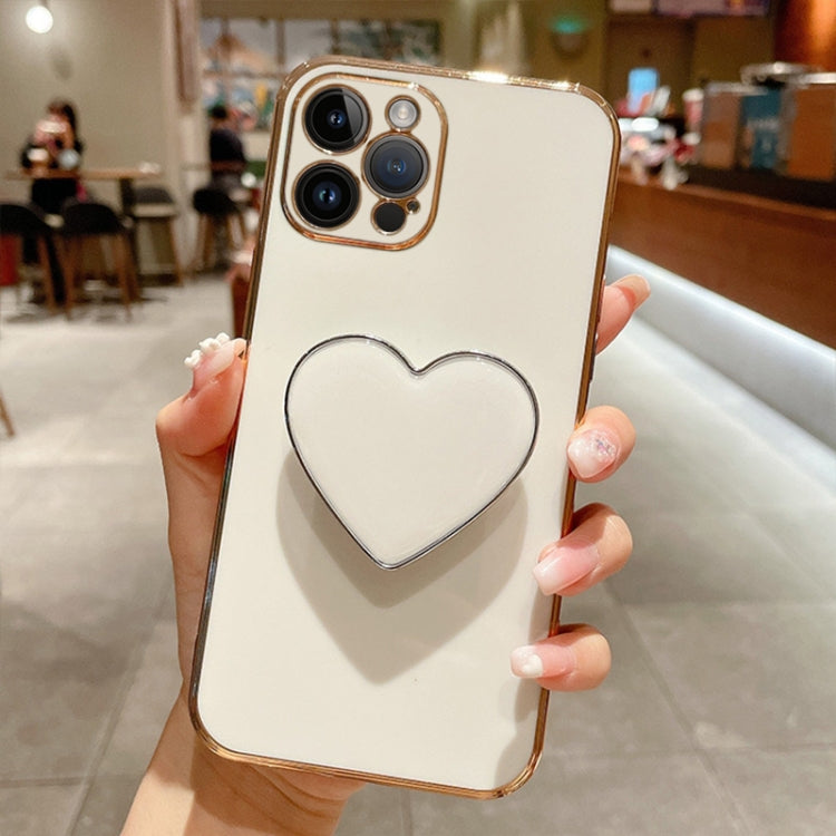 Electroplating Love Heart Holder TPU Phone Case, For iPhone 16 Pro Max, For iPhone 16 Pro, For iPhone 16 Plus, For iPhone 16, For iPhone 15 Pro Max