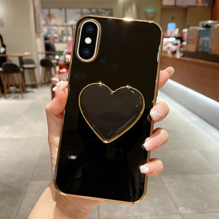 Electroplating Love Heart Holder TPU Phone Case, For iPhone SE 2022 / 2020 / 7 / 8, For iPhone X / XS, For iPhone 7 Plus / 8 Plus