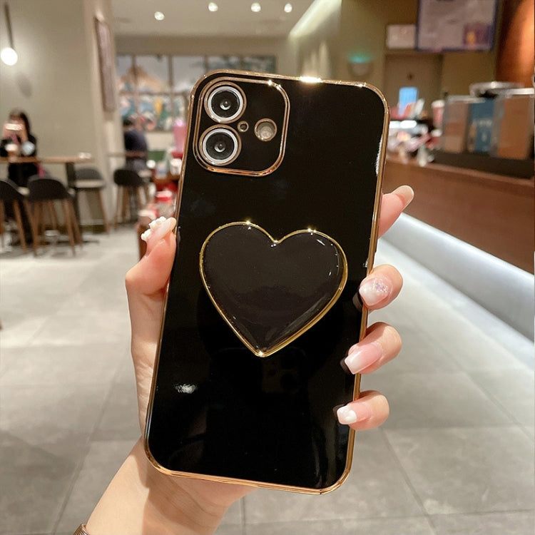 Electroplating Love Heart Holder TPU Phone Case, For iPhone 16 Pro Max, For iPhone 16 Pro, For iPhone 16 Plus, For iPhone 16, For iPhone 15 Pro Max