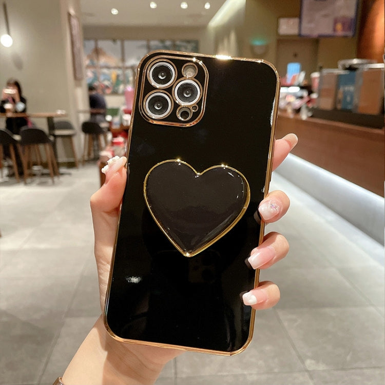 Electroplating Love Heart Holder TPU Phone Case, For iPhone 16 Pro Max, For iPhone 16 Pro, For iPhone 16 Plus, For iPhone 16, For iPhone 15 Pro Max