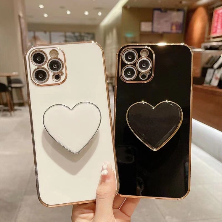 Electroplating Love Heart Holder TPU Phone Case, For iPhone 16 Pro Max, For iPhone 16 Pro, For iPhone 16 Plus, For iPhone 16, For iPhone 15 Pro Max