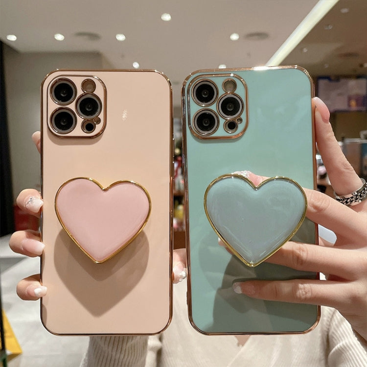 Electroplating Love Heart Holder TPU Phone Case, For iPhone 11 Pro Max, For iPhone 11, For iPhone 11 Pro, For iPhone XR, For iPhone XS Max