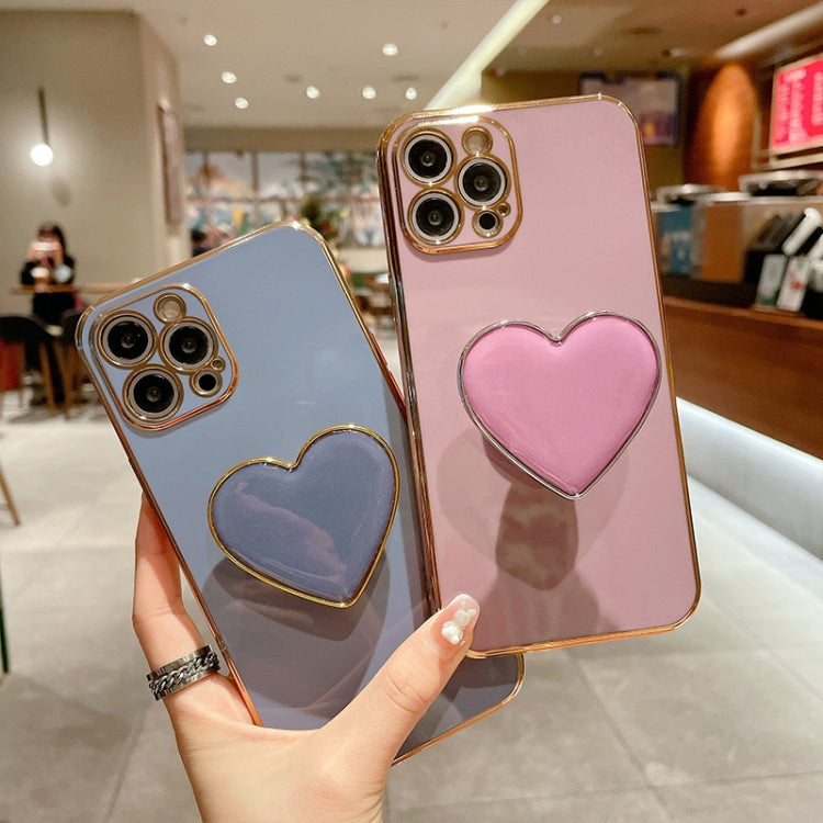 Electroplating Love Heart Holder TPU Phone Case, For iPhone 16 Pro Max, For iPhone 16 Pro, For iPhone 16 Plus, For iPhone 16, For iPhone 15 Pro Max