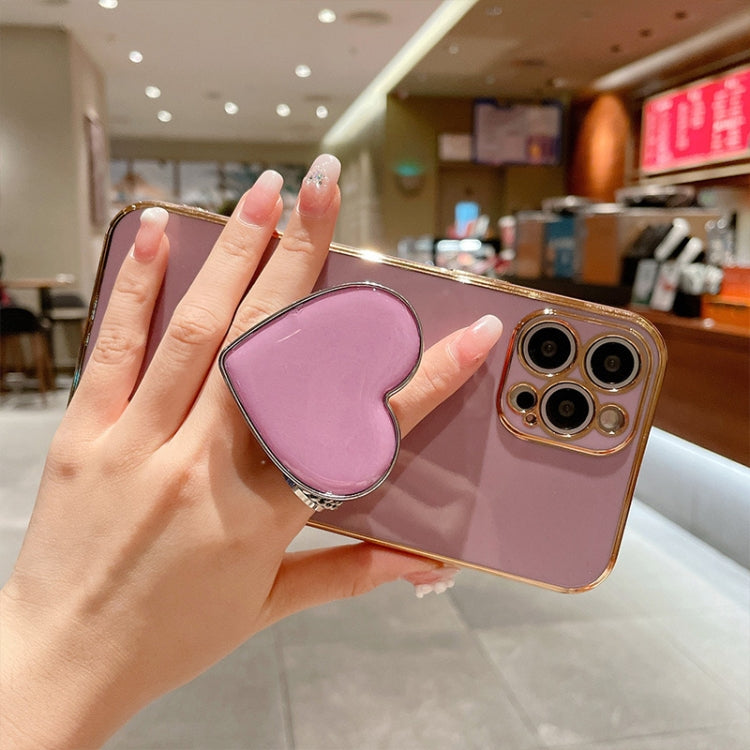 Electroplating Love Heart Holder TPU Phone Case, For iPhone 11 Pro Max, For iPhone 11, For iPhone 11 Pro, For iPhone XR, For iPhone XS Max