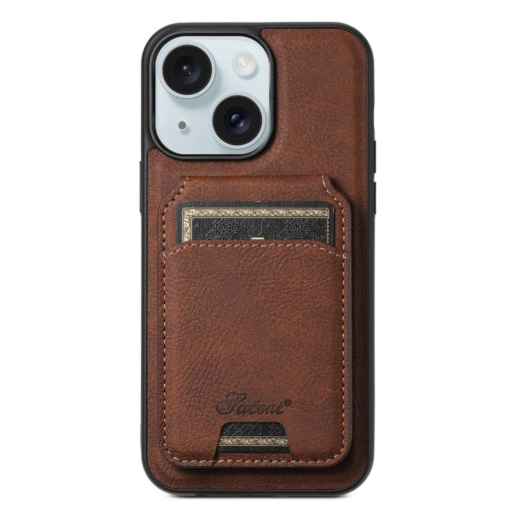 Suteni H16 Litchi Texture Leather Detachable Wallet Back Phone Case, For iPhone 16e, For iPhone 16 Pro Max, For iPhone 16 Pro, For iPhone 16 Plus, For iPhone 16, For iPhone 15 Pro Max, For iPhone 15 Pro, For iPhone 15 Plus