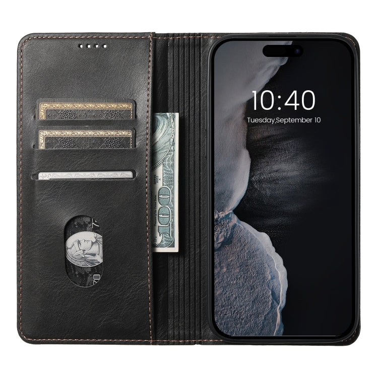 Suteni J02 Oil Wax Wallet Leather Phone Case, For iPhone 15 Plus, For iPhone 15, For iPhone 14 Plus, For iPhone 14, For iPhone 14 Pro, For iPhone 14 Pro Max