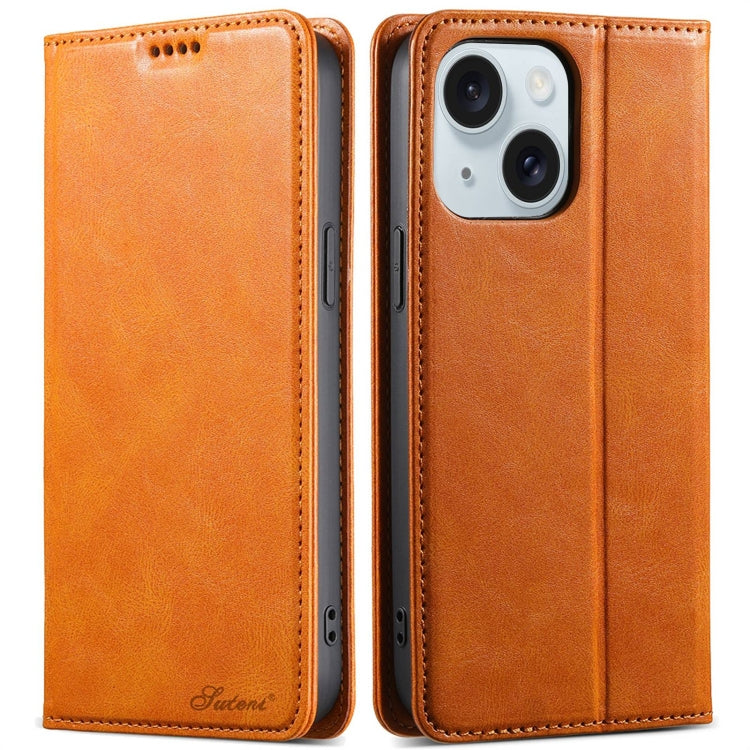 Suteni J02 Oil Wax Wallet Leather Phone Case, For iPhone 15 Plus, For iPhone 15, For iPhone 14 Plus, For iPhone 14, For iPhone 14 Pro, For iPhone 14 Pro Max