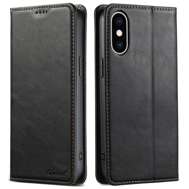 Suteni J02 Oil Wax Wallet Leather Phone Case, For iPhone 7 / 8 / SE 2022, For iPhone X / XS, For iPhone 7 Plus / 8 Plus