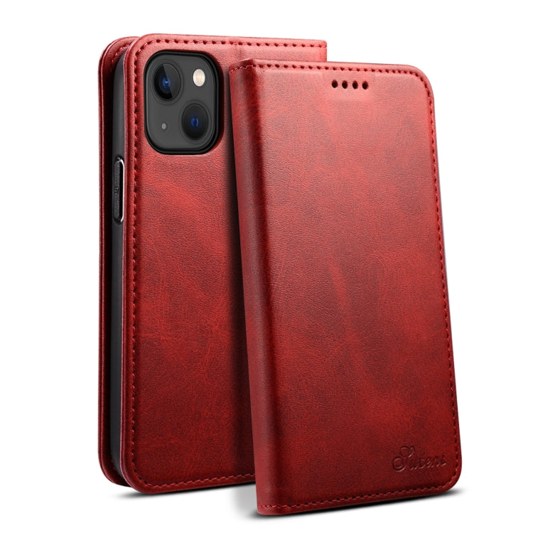 Suteni Calf Texture Horizontal Flip Leather Phone Case, For iPhone 15