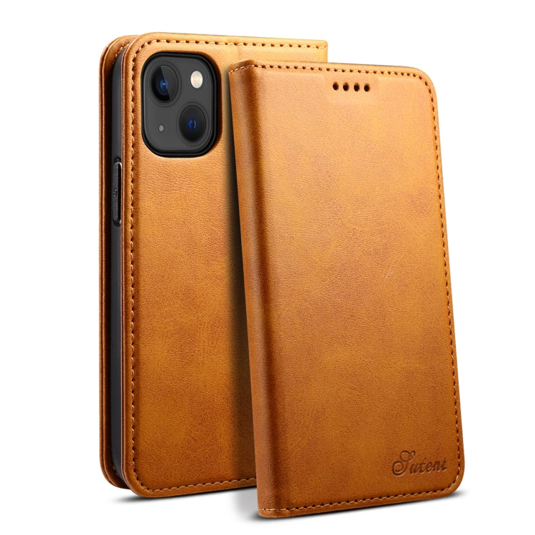 Suteni Calf Texture Horizontal Flip Leather Phone Case, For iPhone 15