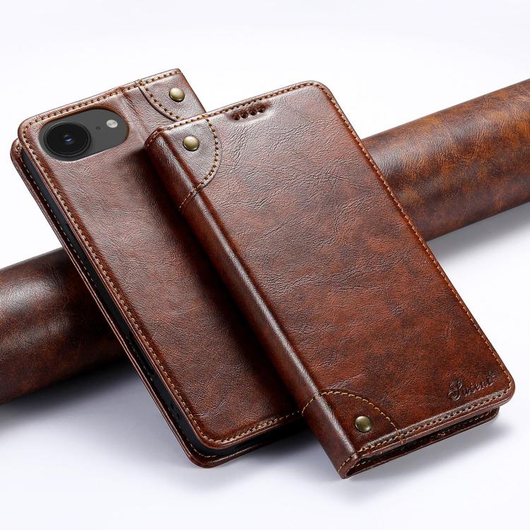 Suteni Baroque Calf Texture Buckle Wallet Leather Phone Case, For iPhone 16e, For iPhone 16 Pro Max, For iPhone 16 Pro, For iPhone 16 Plus, For iPhone 16, For iPhone 15 Pro Max