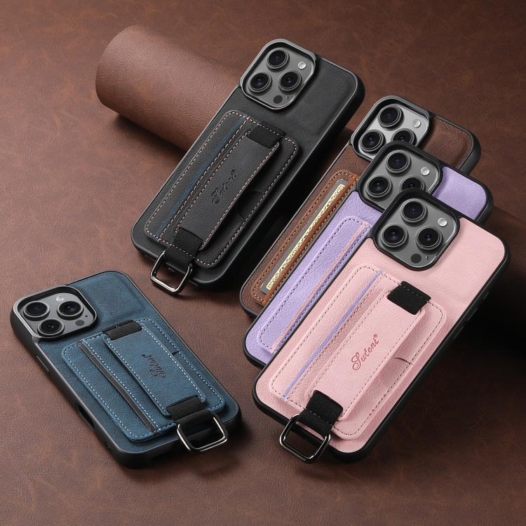 Suteni H02 Litchi Leather Card Wallet Stand Back Phone Case, For iPhone 14 Pro Max, For iPhone 13 Pro Max, For iPhone 13 Pro, For iPhone 13, For iPhone 12 / 12 Pro, For iPhone 12 Pro Max