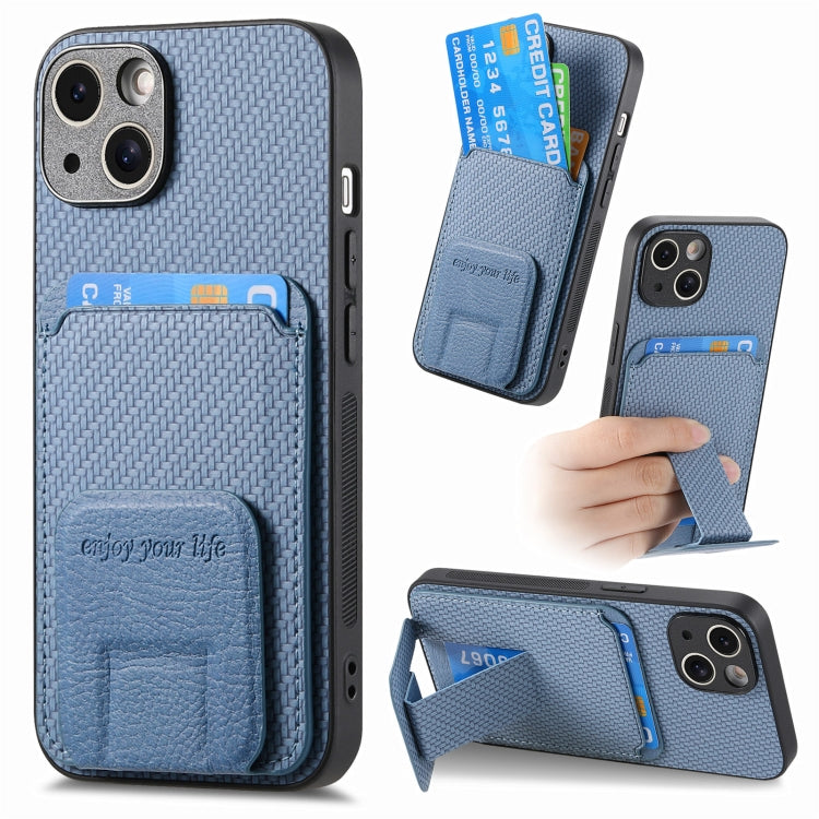 Carbon Fiber Card Bag Fold Stand Phone Case, For iPhone 13 Pro Max, For iPhone 13 Pro, For iPhone 13, For iPhone 12, For iPhone 12 Pro Max, For iPhone 12 Pro