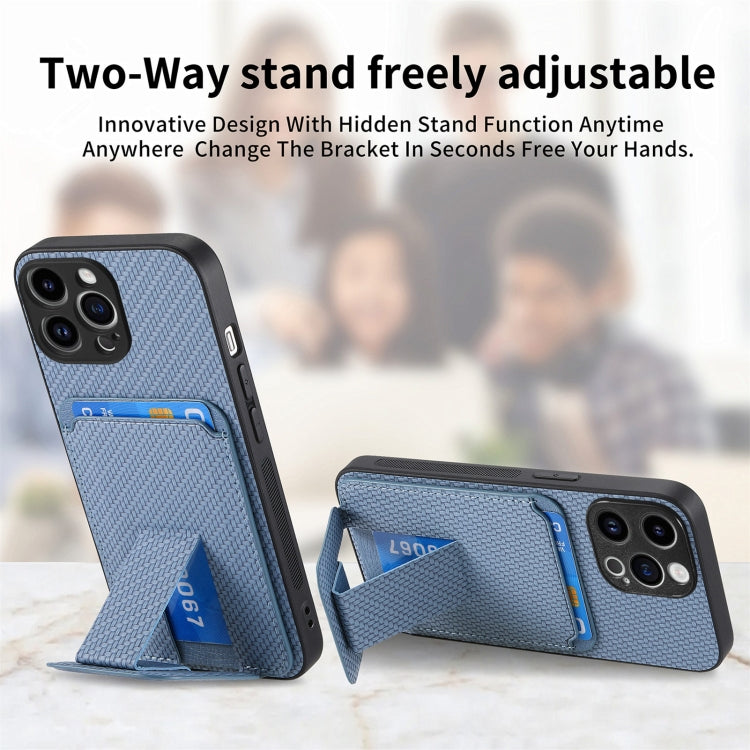 Carbon Fiber Card Bag Fold Stand Phone Case, For iPhone 13 Pro Max, For iPhone 13 Pro, For iPhone 13, For iPhone 12, For iPhone 12 Pro Max, For iPhone 12 Pro