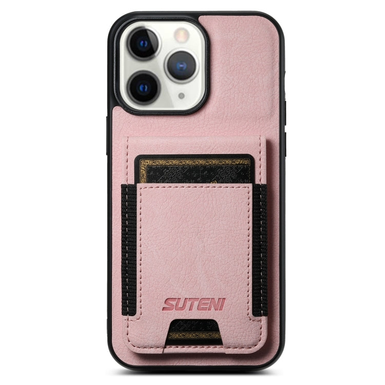 Suteni H03 Litchi Leather Card Bag Stand Back Phone Case, For iPhone 14 Pro Max, For iPhone 13 Pro Max, For iPhone 13 Pro, For iPhone 13, For iPhone 12 Pro Max, For iPhone 11 Pro Max