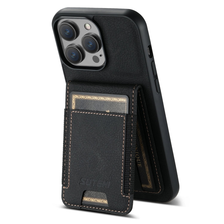 Suteni H03 Litchi Leather Card Bag Stand Back Phone Case, For iPhone 11, For iPhone 11 Pro, For iPhone 12 / 12 Pro