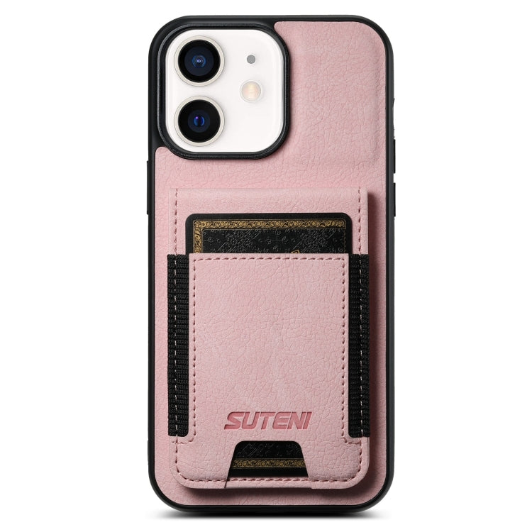 Suteni H03 Litchi Leather Card Bag Stand Back Phone Case, For iPhone 11, For iPhone 11 Pro, For iPhone 12 / 12 Pro