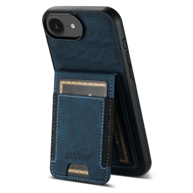 Suteni H03 Litchi Leather Card Bag Stand Back Phone Case, For iPhone 16e, For iPhone 16 Pro Max, For iPhone 16 Pro, For iPhone 16 Plus, For iPhone 16, For iPhone 15 Pro Max